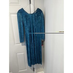 Vintage Jamie Brooke Women's Blue Crushed Velvet Dress Sz 6 NWT Shoulder Pads